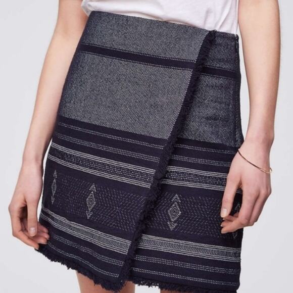 LOFT Blue Blanket Jacquard Wrap Skirt - Picture 5 of 8